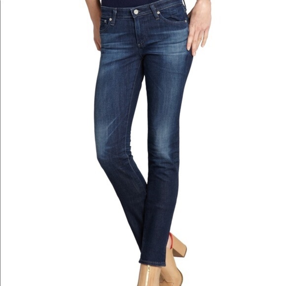 Ag Adriano Goldschmied Denim - AG Adriano Goldschmied Premiere Skinny Straights Mid Rise Blue Denim Jeans Sz 27